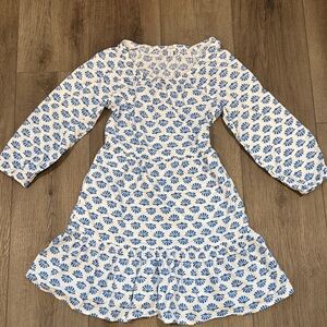 J. Crew White Dress with Blue Shell Print